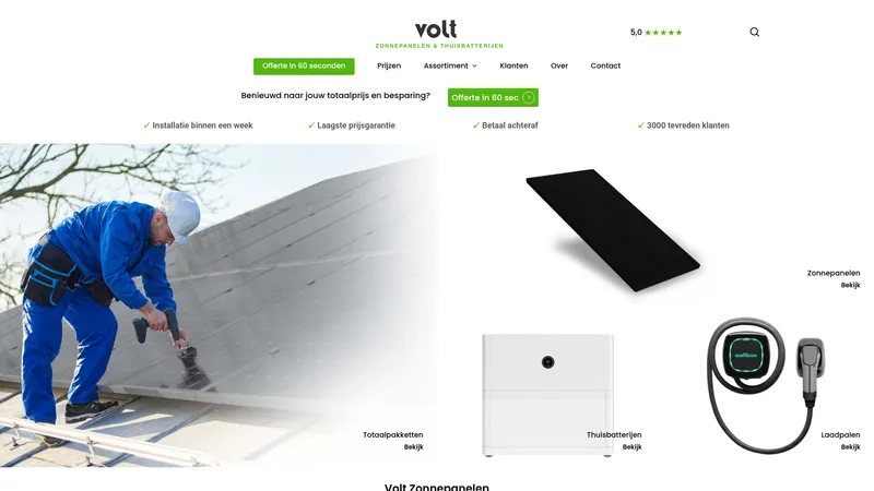 Website van Volt Zonnepanelen