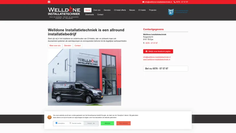 Website van Welldone Installatietechniek