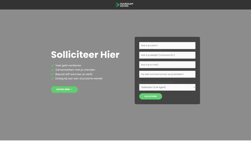 Website van Werken bij Duurzaam Advies