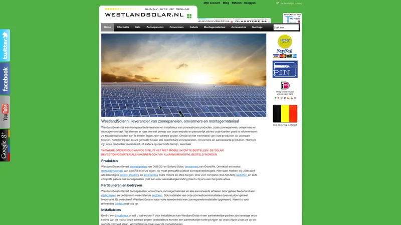 Website van Westlandsolar