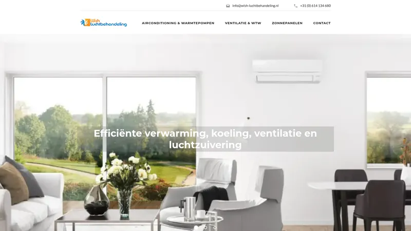Website van Wish Luchtbehandeling