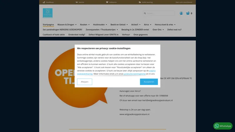 Website van Witgoed Koopjes Brabant