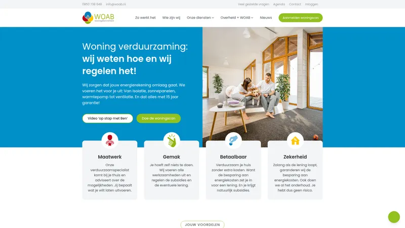Website van WOAB verduurzaamspecialist
