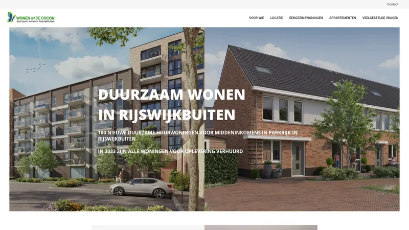 Website van Wonen in de Cocon