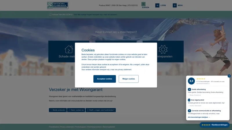 Website van Woongarant Servicer B.V