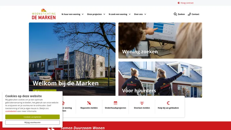 Website van Woonstichting De Marken