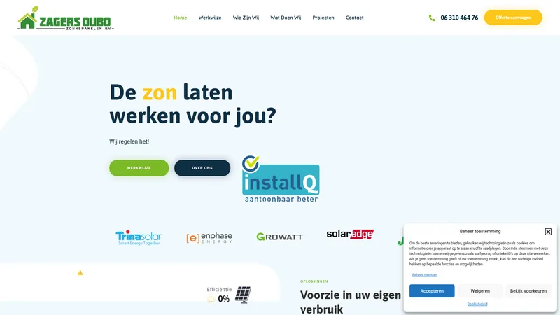 Website van Zagers Dubo Zonnepanelen B.V