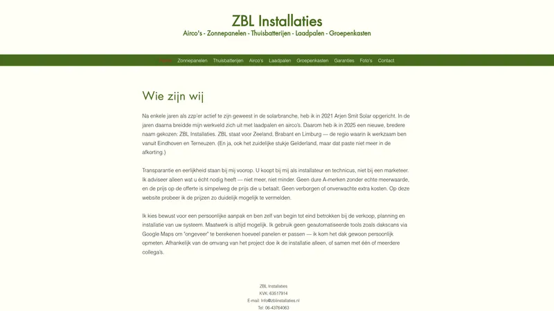 Website van ZBL Installaties