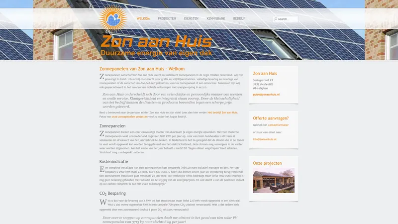Website van Zon aan Huis