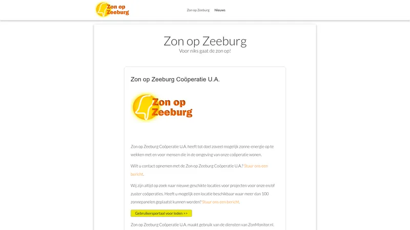 Website van Zon op Zeeburg
