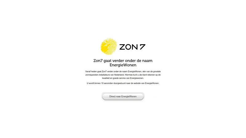 Website van Zon7 / EnergieWonen