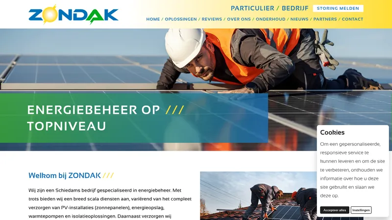 Website van Zondak zonnepanelen