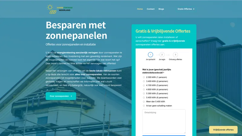Website van Zonnecentrum Nederland
