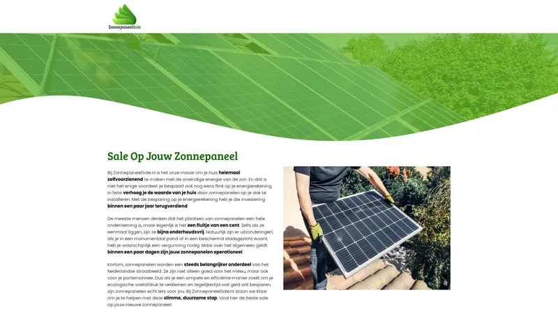 Website van ZonnepaneelSale.nl