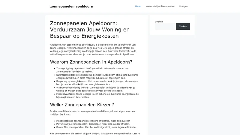 Website van zonnepanelen apeldoorn
