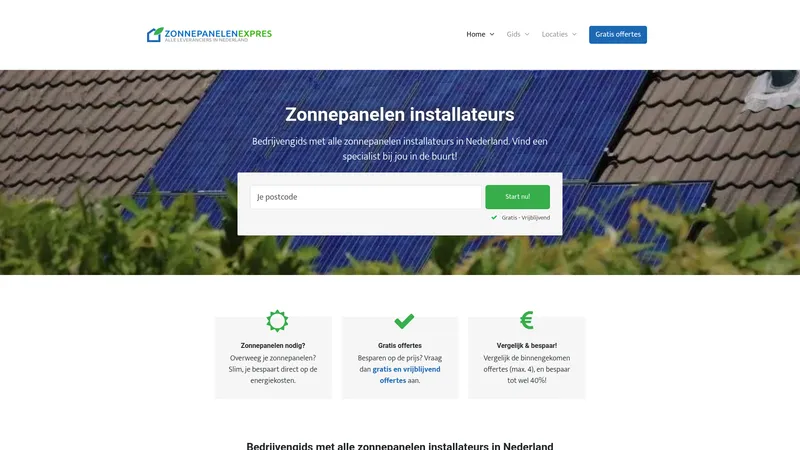 Website van Zonnepanelen Expres