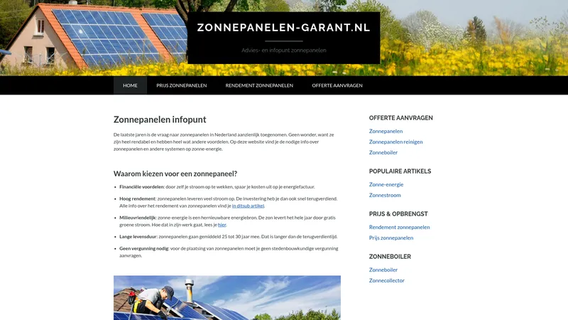 Website van Zonnepanelen-garant