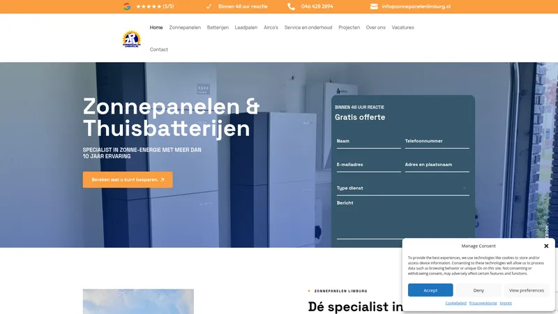 Website van Zonnepanelen Limburg