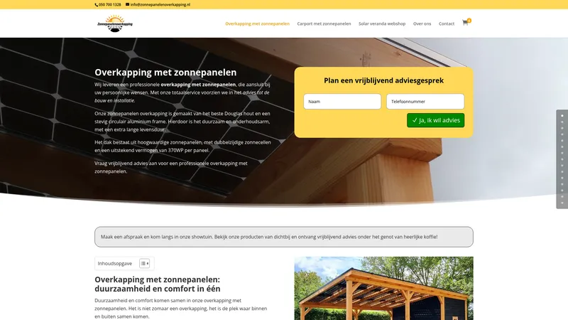 Website van Zonnepanelen Overkapping