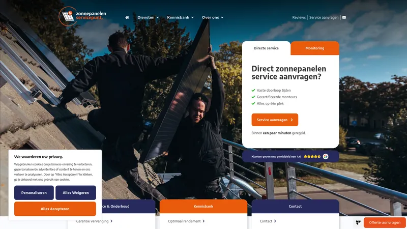 Website van Zonnepanelen Servicepunt