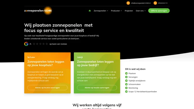 Website van Zonnepanelen12345