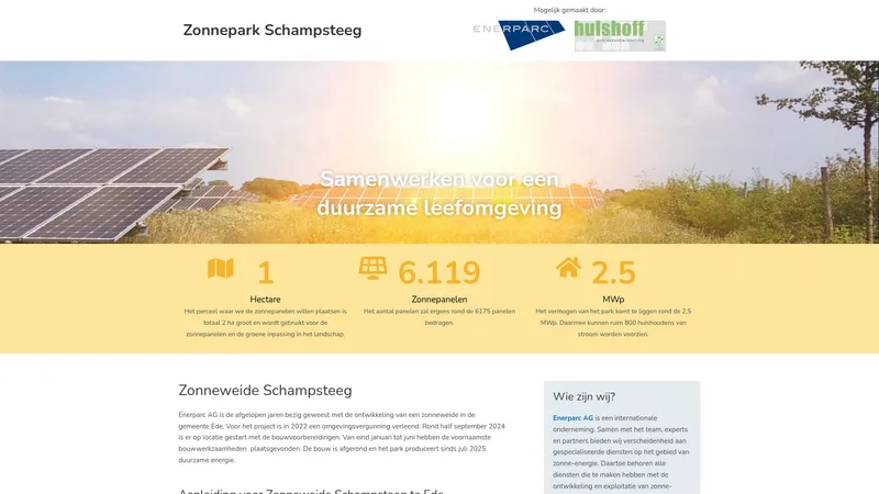 Website van Zonnepark Schampsteeg