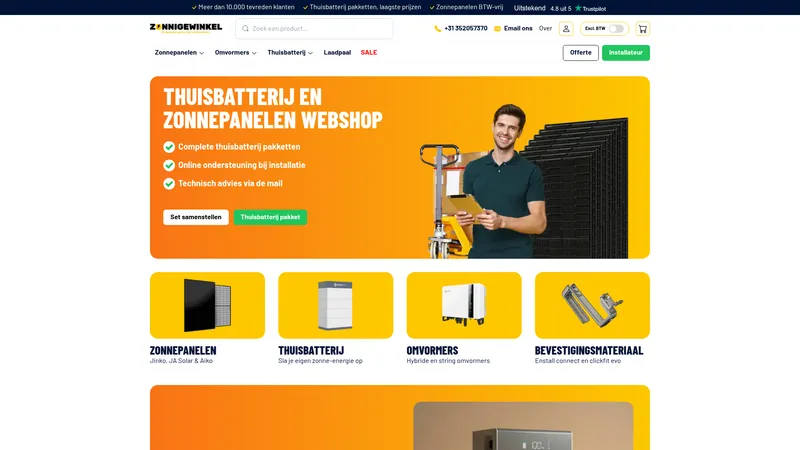Website van Zonnige Winkel
