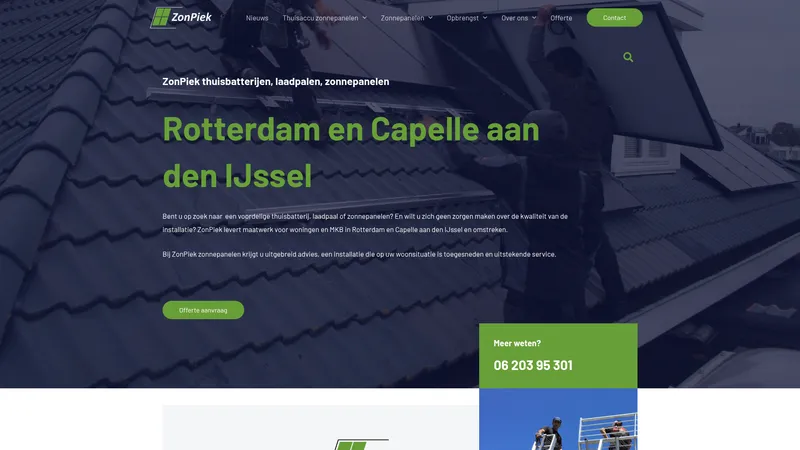 Website van ZonPiek zonnepanelen
