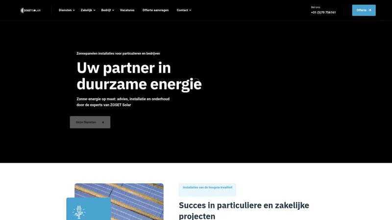 Website van Zoset Solar