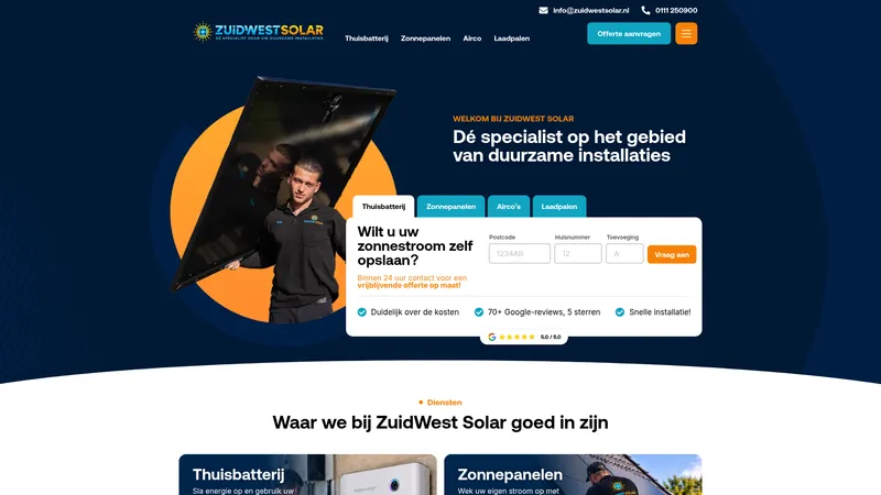Website van Zuidwest Solar